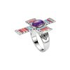 Sterling Silver Native Purple Turquoise With Enamel Cross Ring