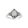 Sterling Silver Rainbow Moonstone Leaf Ring