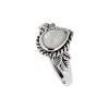 Sterling Silver Rainbow Moonstone Leaf Ring