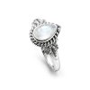 Sterling Silver Rainbow Moonstone Leaf Ring