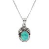 Sterling Silver Turquoise Leaf Pendant With Chain 18 Inches
