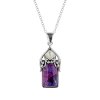 Sterling Silver Purple Turquoise & Mother Of Pearl Pendant With Chain 18 Inches