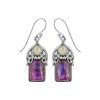 Sterling Silver Purple Turquoise & Mother Of Pearl Earrings
