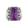 Sterling Silver Purple Turquoise & Mother Of Pearl Ring