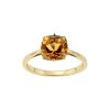 Sterling Silver Whisky Quartz Ring Over 18K Yellow Gold Plated