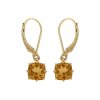 Sterling Silver Whisky Quartz Earrings Over 18K Yellow Gold Plated