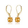 Sterling Silver Whisky Quartz Earrings Over 18K Yellow Gold Plated