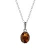 Sterling Silver Whisky Quartz Pendant With Chain 18 Inches