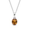 Sterling Silver Whisky Quartz Pendant With Chain 18 Inches