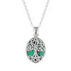 Sterling Silver Malachite Pendant With Chain 18 Inches