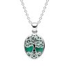 Sterling Silver Malachite Pendant With Chain 18 Inches
