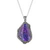 Sterling Silver Purple Turquoise Pendant With Chain 18 Inches