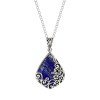 Sterling Silver Lapis Lazuli Pendant With Chain 18 Inches