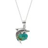 Sterling Silver Turquoise Dolphin Pendant With Chain 18 Inches