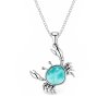 Sterling Silver Larimar Crab Pendant With Chain 18 Inches