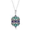 Sterling Silver Turquoise With Lapis Lazuli Pendant With Chain 18 Inches