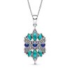 Sterling Silver Turquoise With Lapis Lazuli Pendant With Chain 18 Inches