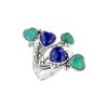 Sterling Silver Turquoise With Lapis Lazuli Heart Ring