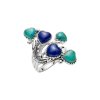 Sterling Silver Turquoise With Lapis Lazuli Heart Ring
