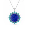 Sterling Silver Lapis Lazuli With Turquoise Pendant With Chain 18 Inches