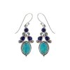 Sterling Silver Turquoise With Lapis Lazuli Earrings