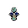 Sterling Silver Turquoise With Lapis Lazuli Ring