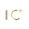 Sterling Silver White Cublic Zirconia Small Half Hoop Earrings Over 18K Yellow Gold Plated