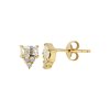 Sterling Silver White Cublic Zirconia Earrings Over 18K Yellow Gold Plated
