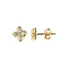 Sterling Silver White Cublic Zirconia Love In Verona Earrings Over 18K Yellow Gold Plated