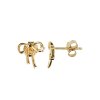 Sterling Silver White Cublic Zirconia Bow Stud Over 18K Yellow Gold Plated