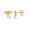 Sterling Silver White Cublic Zirconia Bow Stud Over 18K Yellow Gold Plated