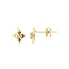 Sterling Silver White Cublic Zirconia Star Stud Over 18K Yellow Gold Plated
