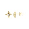 Sterling Silver White Cublic Zirconia Petite Compass Star Stud Over 18K Yellow Gold Plated
