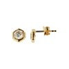Sterling Silver White Cublic Zirconia Earrings Over 18K Yellow Gold Plated