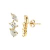 Sterling Silver White Cublic Zirconia Three Shape Earrings Over 18K Yellow Gold Plated