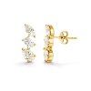 Sterling Silver White Cublic Zirconia Three Shape Earrings Over 18K Yellow Gold Plated