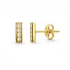 Sterling Silver White Cublic Zirconia Earrings Over 18K Yellow Gold Plated