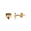 Sterling Silver White Cublic Zirconia Heart Stud Over 18K Yellow Gold Plated