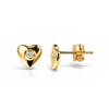 Sterling Silver White Cublic Zirconia Heart Stud Over 18K Yellow Gold Plated
