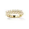Sterling Silver White Cublic Zirconia Marquise Double Row Over 18K Yellow Gold Plated