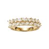 Sterling Silver White Cublic Zirconia Marquise Double Row Over 18K Yellow Gold Plated