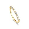 Sterling Silver White Cublic Zirconia Baguette Ring Over 18K Yellow Gold Plated