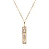 Sterling Silver White Cublic Zirconia Pendant Over 18K Yellow Gold Plated with Chain 18 Inches
