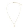 Sterling Silver White Cublic Zirconia Pendant Over 18K Yellow Gold Plated with Chain 18 Inches