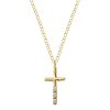 Sterling Silver White Cublic Zirconia Cross Pendant Over 18K Yellow Gold Plated with Chain 18 Inches