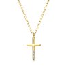 Sterling Silver White Cublic Zirconia Cross Pendant Over 18K Yellow Gold Plated with Chain 18 Inches