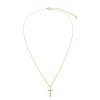 Sterling Silver White Cublic Zirconia Cross Pendant Over 18K Yellow Gold Plated with Chain 18 Inches