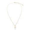 Sterling Silver White Cublic Zirconia Cross Pendant Over 18K Yellow Gold Plated with Chain 18 Inches