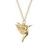 Sterling Silver White Cublic Zirconia Bird Pendant Over 18K Yellow Gold Plated with Chain 18 Inches