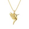 Sterling Silver White Cublic Zirconia Bird Pendant Over 18K Yellow Gold Plated with Chain 18 Inches